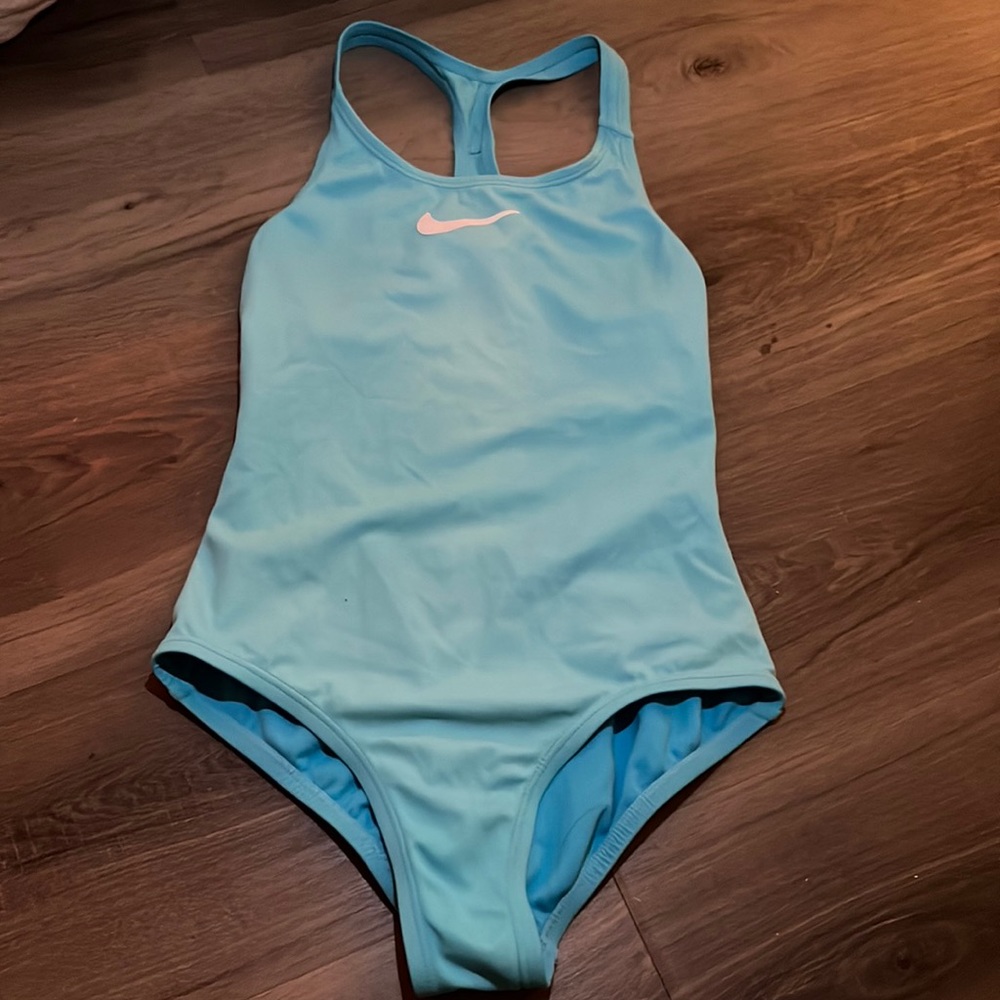 Nike brand teal blue one piece swimsuit Girls medium